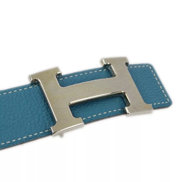 Hermes Blue Taurillon Constance Reversible Belt #80 Small Good - Picture 3 of 7